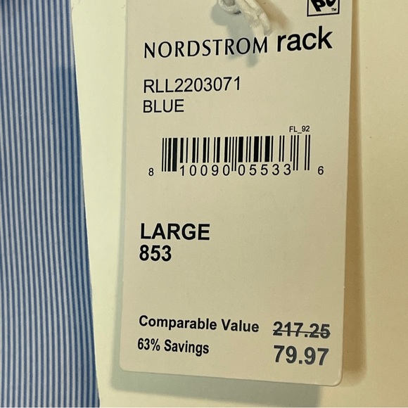 Avantlook Blue Striped Button up LS Shirt L NWT - Picture 6 of 7